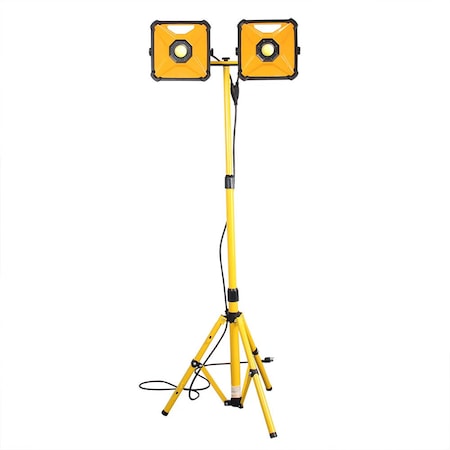 Superior Electric Dual-Head 100W 4200 Lumen Per Bulb LED Worklight with Detachable Metal Lamp Housing & Tripod SE-LED50WFL
